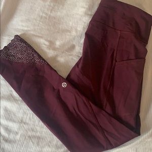 Maroon Lululemon Reflective 7/8 Pant